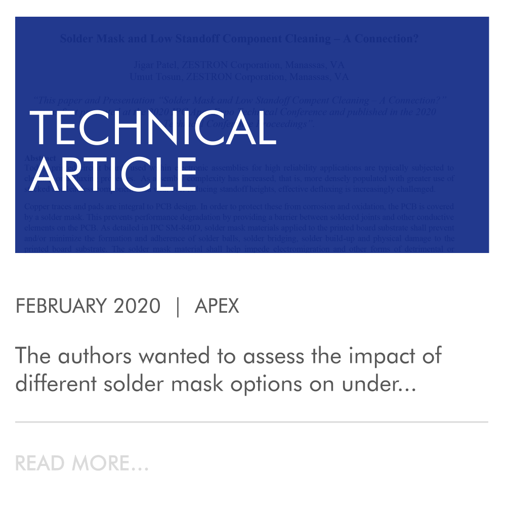 Solder Mask and Low Standoff Component Cleaning