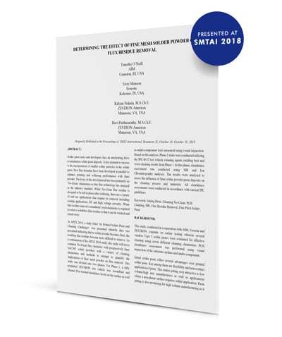 DETERMINING THE EFFECT OF FINE MESH SOLDER POWDER ON FLUX RESIDUE REMOVAL-1