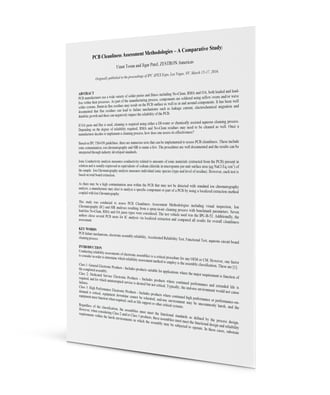 PCB Cleanliness Assessment Methodologies – A Comparative Study